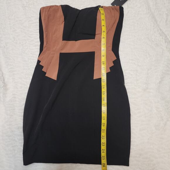 NWT Ark & Co Art Deco Strapless Bodycon Brown Black Sexy Cocktail Dress, Small - Picture 7 of 9